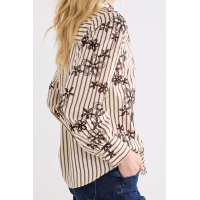 Tramontana Blouse Stripe Embroidery Cafe Noir